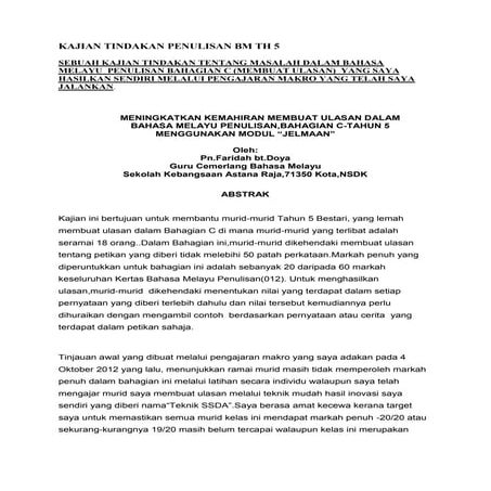 Kajian tindakan penulisan bm th 5