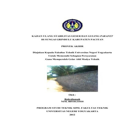 Kajian ulang stabilitas geser dan guling parafet di sungai g