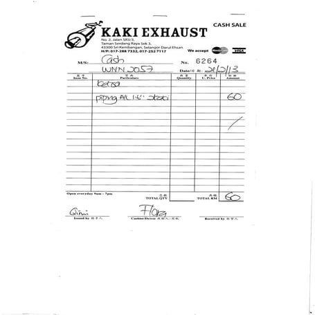 Kaki exhaust bill