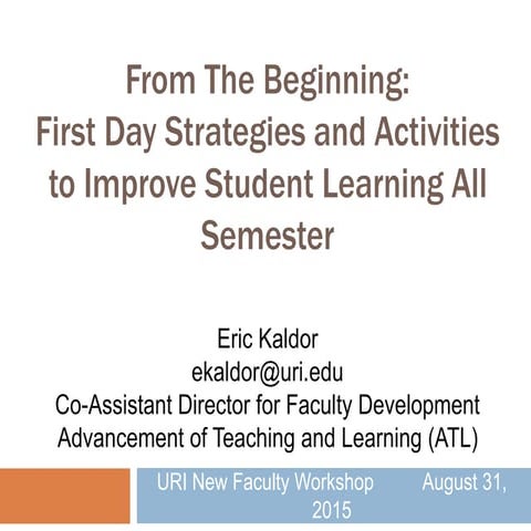 Kaldor 2015 From the Beginning: First Day Strategies and Activities to Improv...