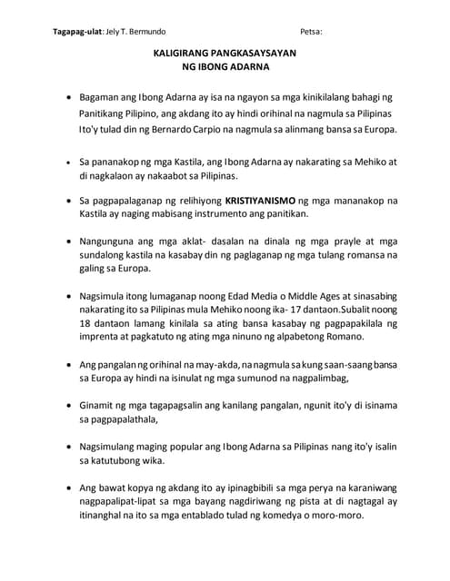 Kaligirang pangkasaysayan ng ibong adarna 2 | PDF