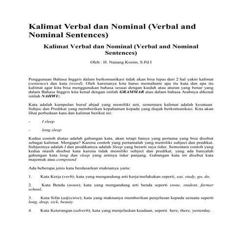 Kalimat verbal dan nominal