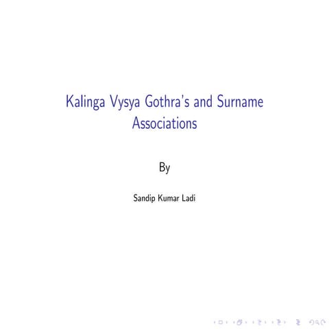 Kalingavysya Gothram and Surname Associations