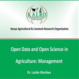 Open Data and Open Science in Agric...