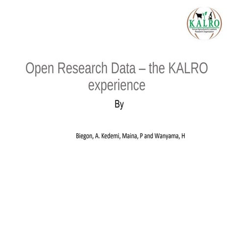 Open Research Data – the KALRO experience