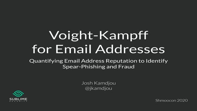 Voight-Kampff for Email Addresses: Quantifying Email Address Reputation to Id...