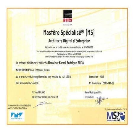 Advanced Master Digital Enterprise Architecte_Kamel_Rodrigue ADDA | PDF