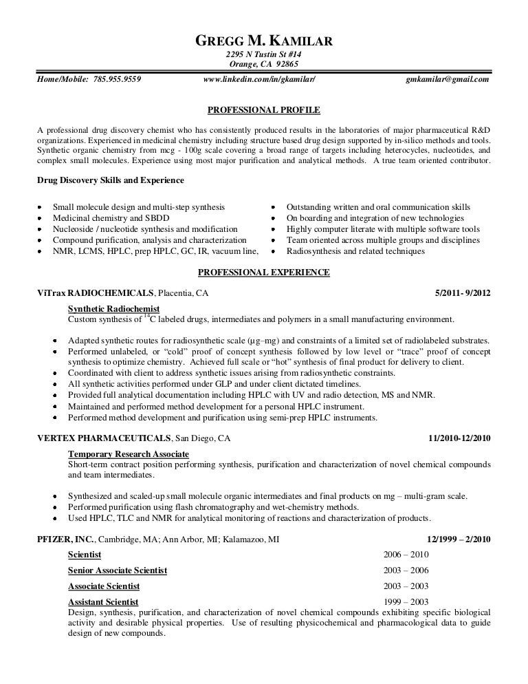 associate chemist cover letter