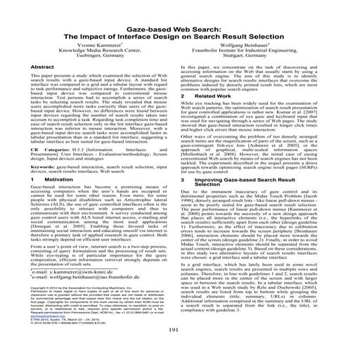 Kammerer Gaze Based Web Search The Impact Of Interface Design On Search Resul...