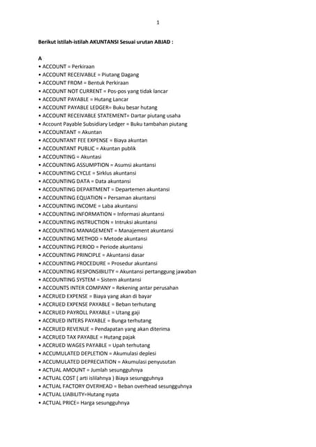 Daftar istilah akuntansi dalam bahasa inggris | DOCX