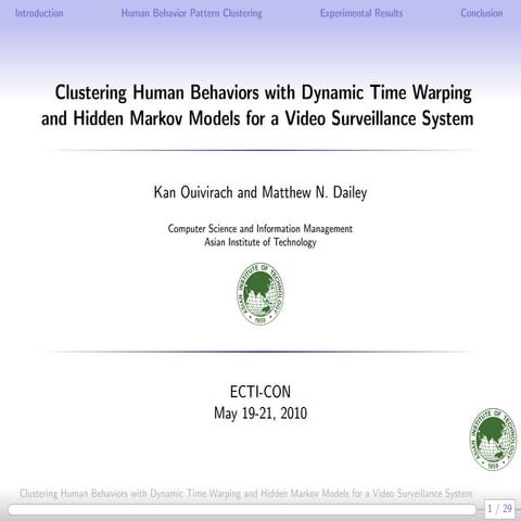 Clustering Human Behaviors with Dynamic Time Warping and Hidden Markov Models...