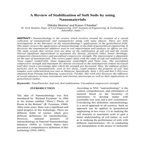 A Review of Stabilization of Soft Soils by using Nanomaterials | PDF