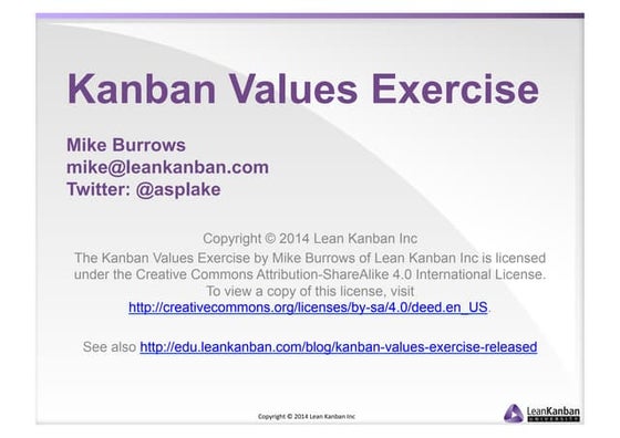 Kanban values exercise