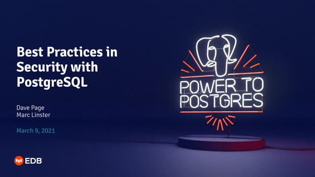 Kangaroot EDB Webinar Best Practices in Security with PostgreSQL