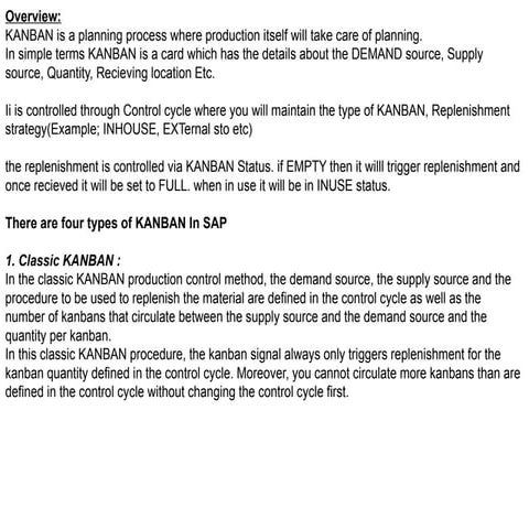 sap kanban process with schenario including quality steps