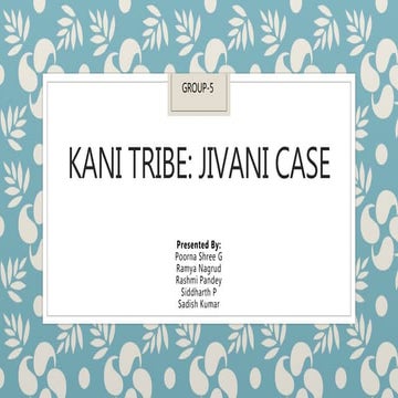 Kani tribe: The Jivani case