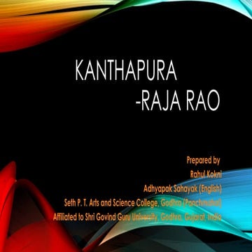 KANTHAPURA, A GREAT INDIAN NOVEL BY RAJA RAO