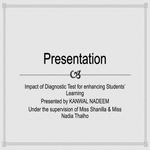 Impact Of Diagnostic Test For Enhancing Student Learning At Elementary Level