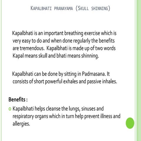 Kapalbhati Pranayama Health Benefits