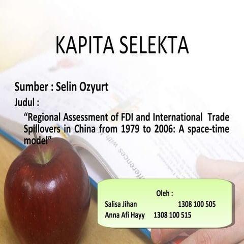 Kapita Selekta-a space time model (Salisa & Anna)