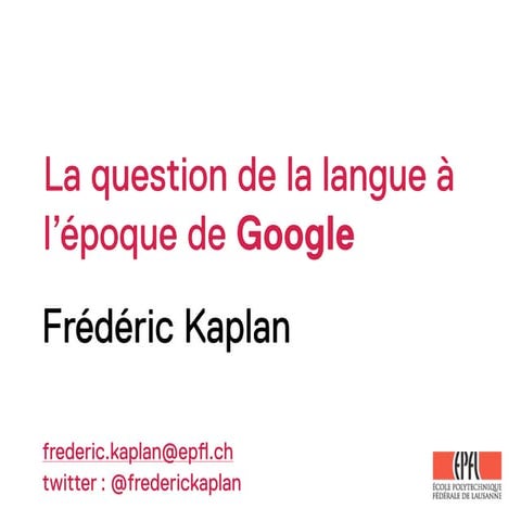 La question de la langue à l'époque de Google