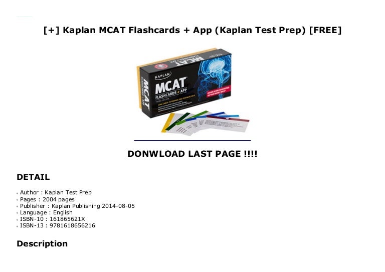 Kaplan MCAT Flashcards + App (Kaplan Test Prep) [FREE]