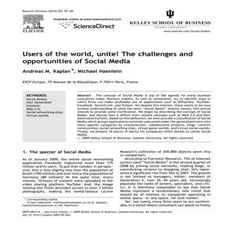 Kaplan & Haenlein - Users of the world, unite - the challenges and opportunit...
