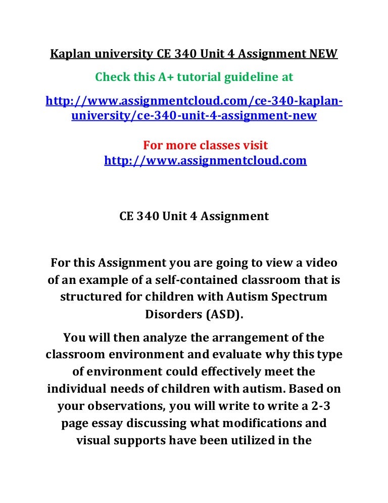 Kaplan university ce 340 unit 4 assignment new
