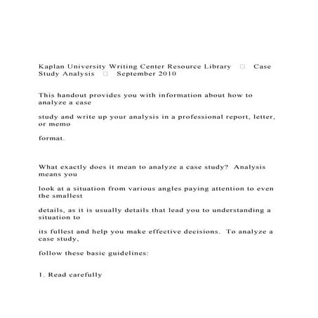 Kaplan University Writing Center Resource Library      Case.docx