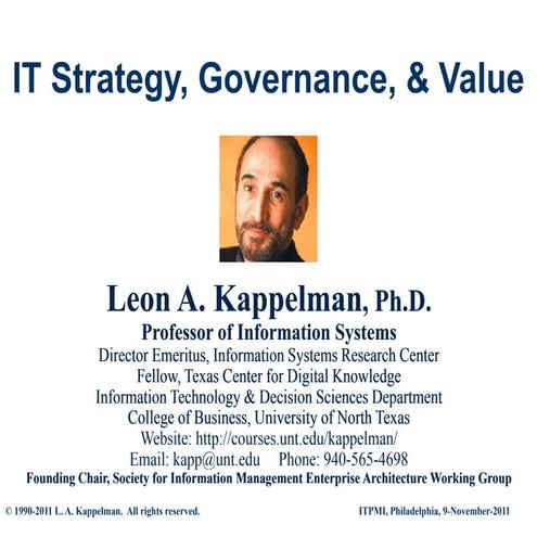 Kappelman   it strategy, governance, & value ho