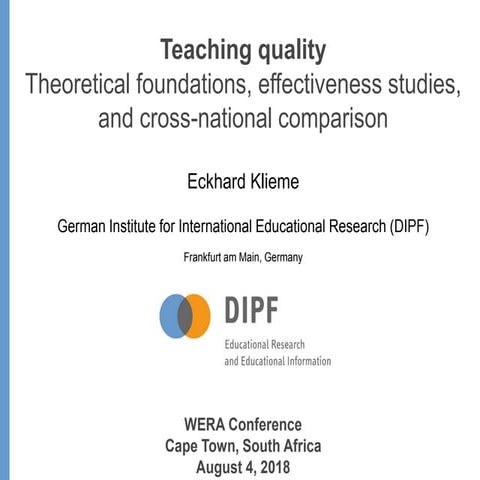 Eckhard Klieme: "Teaching quality - Theoretical foundations, effectiveness st...