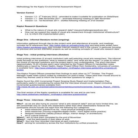 Kaptur environmental assessment methodology