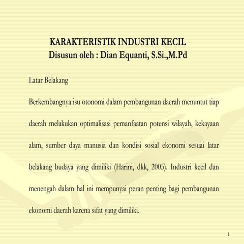 Karakteristik industri kecil | PPT