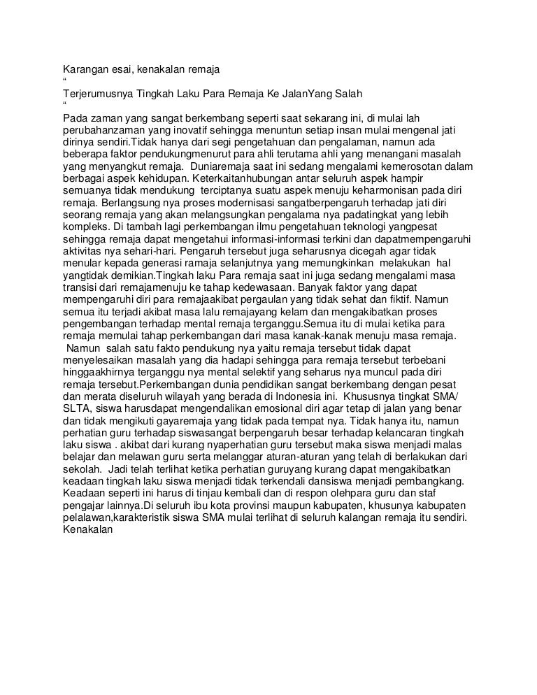 Pertanyaan essay tentang kenakalan remaja 02 image