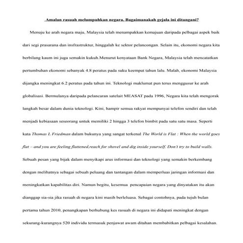 Karangan SPM- Rasuah