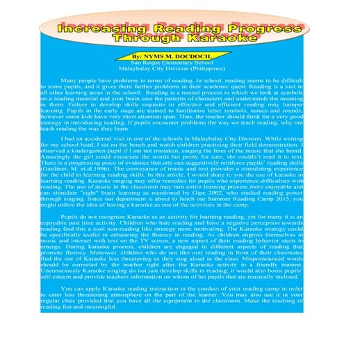 Increasing Reading Progress Through Karaoke 