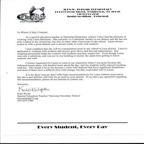 Letter of Recommendation from Special Education Teacher from Megan De…