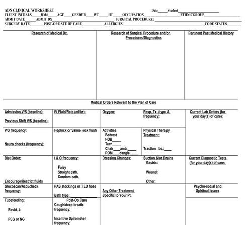 Kardex form for patient assignments | DOC