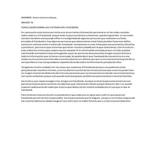 Conclusion de facebook | DOCX