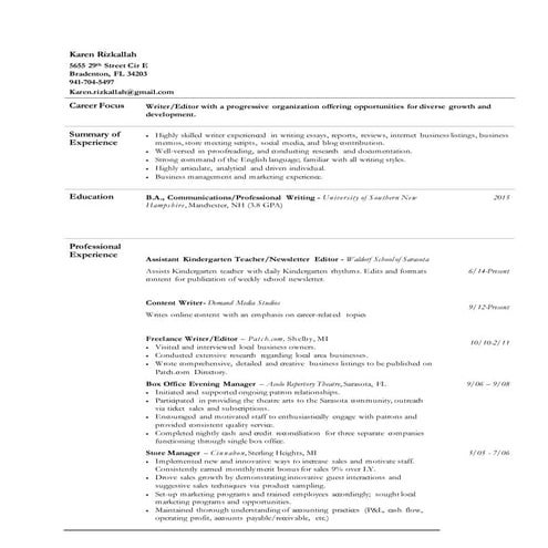 Karen Rizkallah Resume