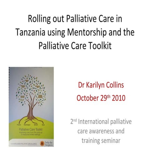 Rolling out palliative care in Tanzania using mentorship and the palliative care toolkit