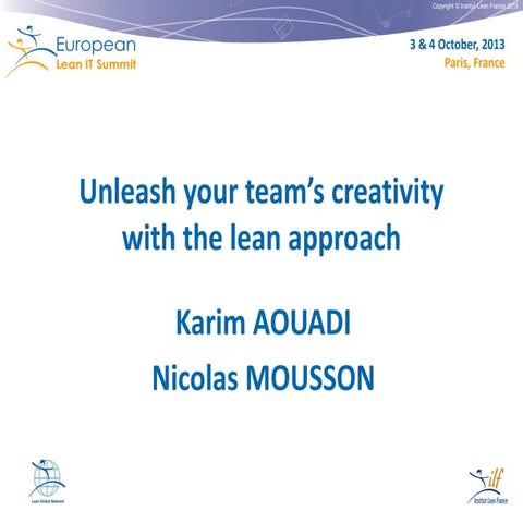 Unleash your team's creativity with lean by Karim Aouadi