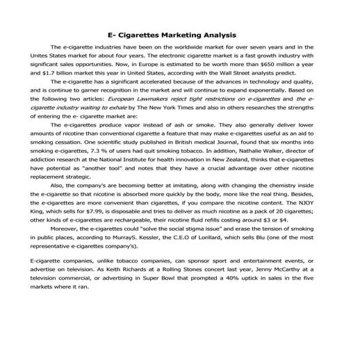 E-cigarette Marketing Analysis