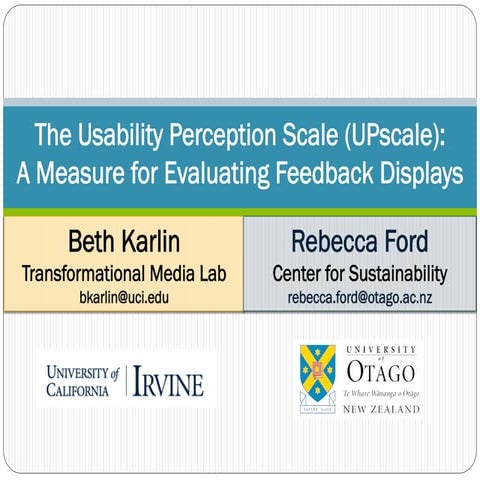 The Usability Perception Scale (UPscale): A Measure for Evaluating Feedback D...