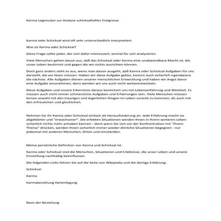 Karma legmuster zur analyse schicksalhafter ereignisse
