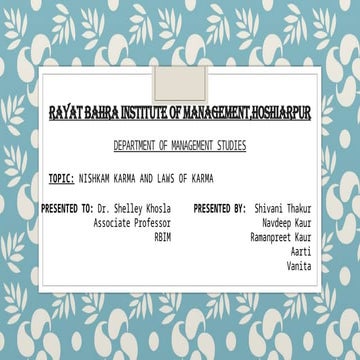 Karma and nishkam karma presentation for human values