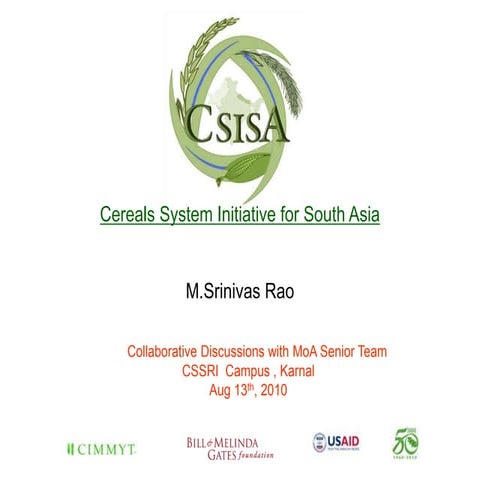 13 Aug, 2010 Karnal CSISA Presentation