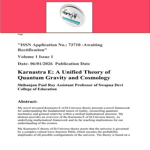 Karnastra E: A Unified Theory of Quantum Gravity and Cosmology | PDF