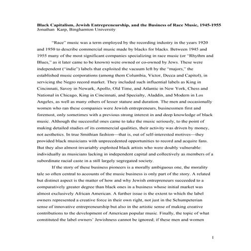 Karp  jews and blacks in music biz