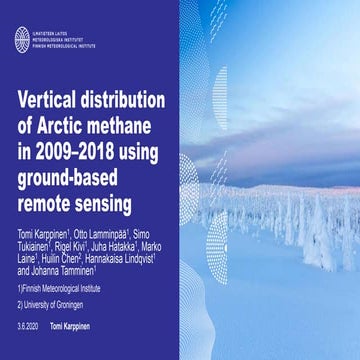 Karppinen, Tomi: Vertical Distribution of Arctic Methane in 2009–2018 Using G...